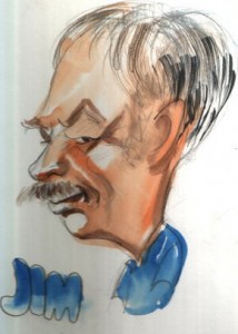 Jim profile watercolor caricature