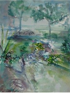 kay painting near water